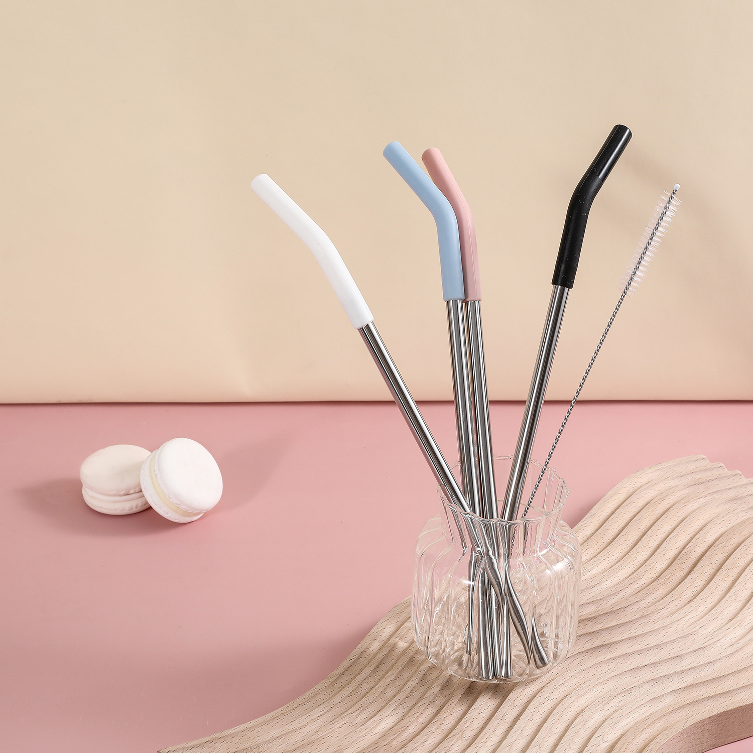 Mainstays Stainless Steel Straw Set，White，Black，Pink, Blue - image 2 of 7