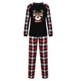 thumbnail image 3 of Odeerbi Christmas Pajamas for Family Holiday Plaid Long Sleeve Family Christmas Pajamas Matching Sets Mom Plaid Print Tops Pants Set Two-Piece Sleepwear Xmas Family Matching PJs Set Black, 3 of 5