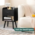 thumbnail image 6 of Modern Nightstand with Drawer, Bedside Tables, Mid Century Nightstands with Open Storage Shelf, Wood Bedside Table, Small Night Stands for Bedrooms, 2-Tier Night Table, 6 of 8