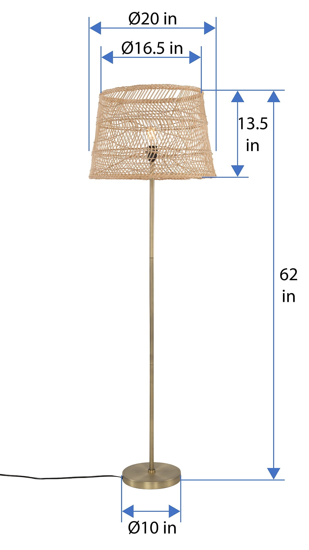 Rattan Boho With LED Bulb, Farmhouse Rustic Floor Lamp, Standing Lamp For Living Room, Bedroom