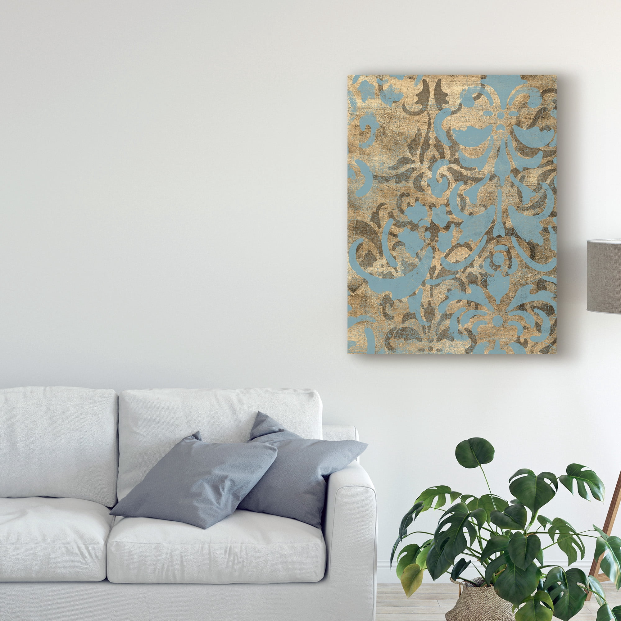 Trademark Fine Art 'Damask Over Gold I' Canvas Art by Jennifer Goldberger
