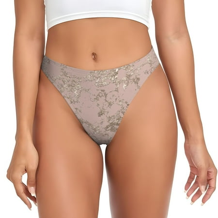 Rateoe Rose Gold Marble Texture Pattern Seamless Women Underwear Thongs No Show Ladies Thong No Line Breathable Comfortable Panties Undies for Women-Small