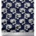 thumbnail image 1 of Soimoi Polyester Crepe Fabric Fish Block Print Sewing Fabric Yard 52 Inch Wide, 1 of 1