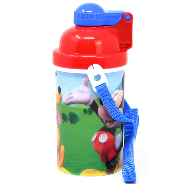 Zak Designs Mickey Mouse Kids Water Bottle Canteen with Pop Up Lid and  Carrying Strap 12oz