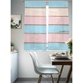thumbnail image 4 of Pink Blue Wood Grain Sheer Curtains 72 Inch Length 2 Panels Set, Farmhouse Country Shabby Striped Voile Window Treatment Rod Pocket Curtains Sheers Drapes for Bedroom/Living Room/Kitchen 52"x72"x2, 4 of 7