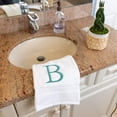 thumbnail image 5 of Teal and White Bathroom Hand Towel - Monogrammed Luxury Hotel Quality Decorative Towel for Powder Room - GOTS Organic Certified - Set of 2 Letter B, 5 of 7