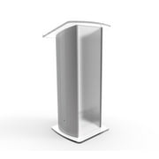 FixtureDisplays® 23.75" Acrylic Aluminum Podium w/ Frosted Front Panel, 46.5" Tall - Silver Clear 19633