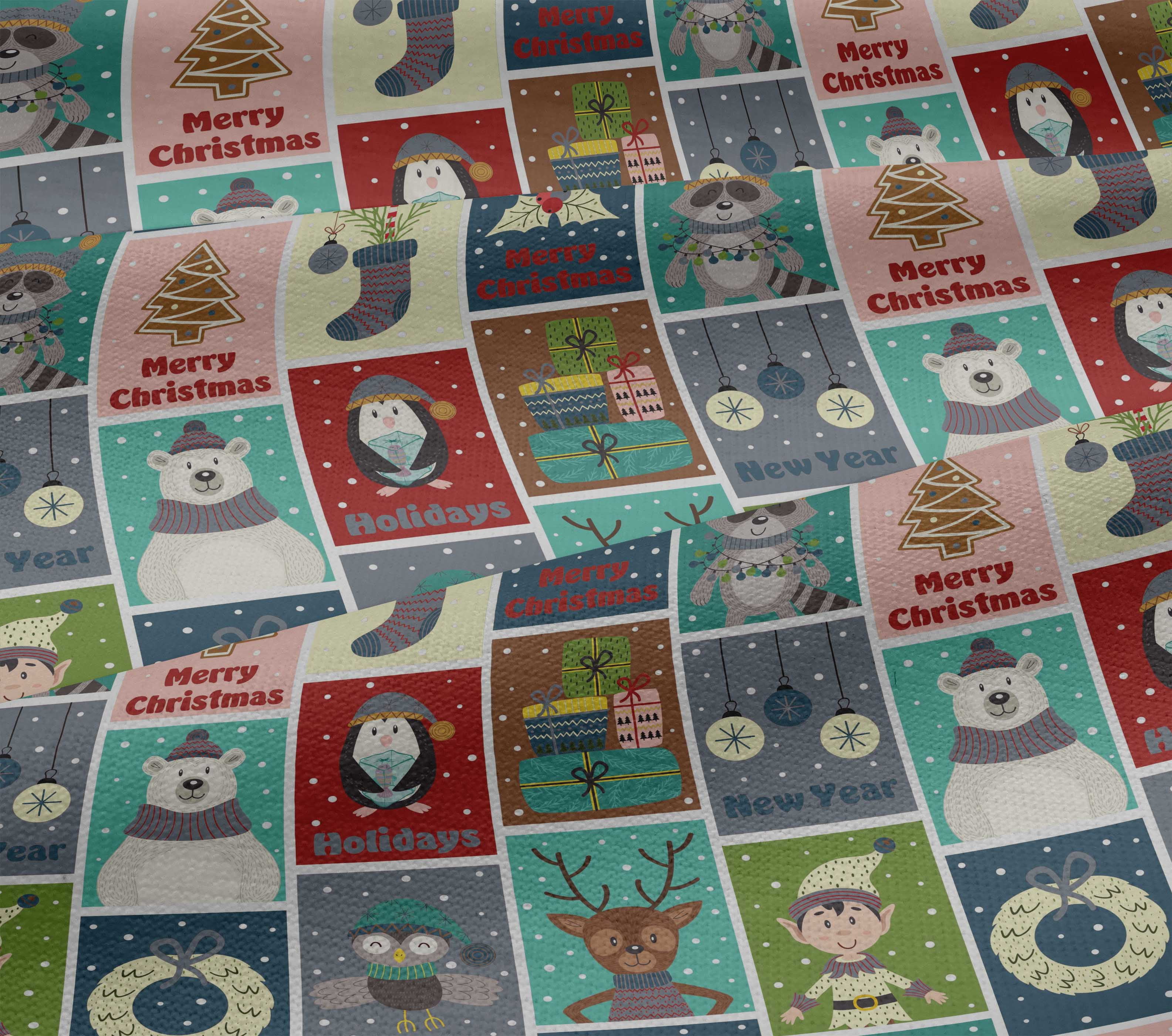 oneOone Cotton Jersey Teal Blue Fabric Christmas Theme Party Dress Material Fabric Print Fabric By The Yard 58 Inch Wide