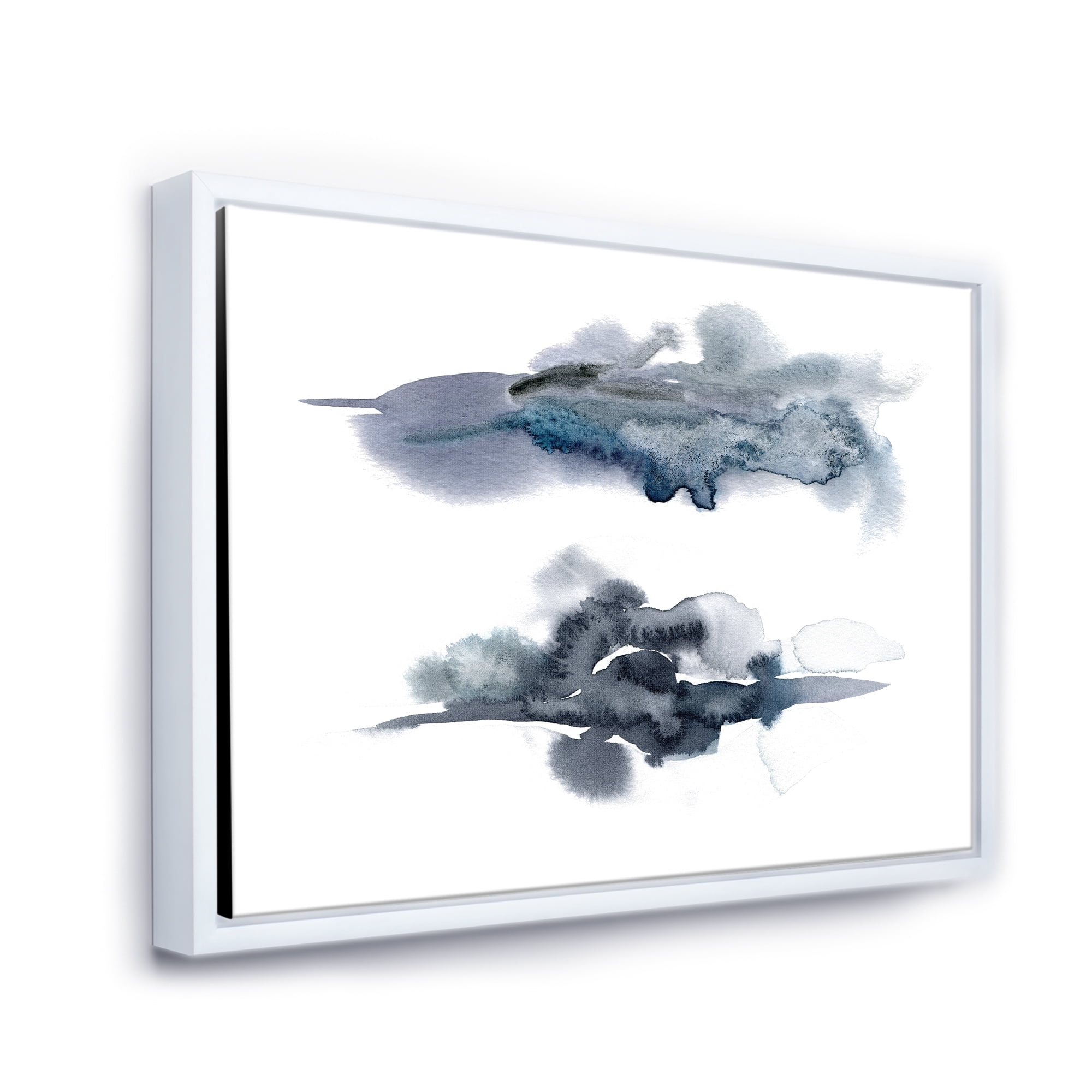 Designart 'Abstract Of Clouds Dark Blue Colored I' Modern Framed Canvas Wall Art Print