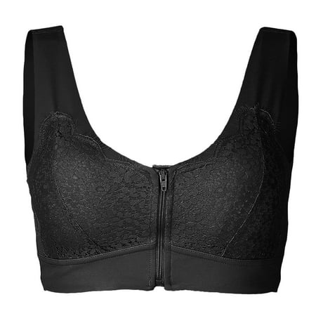 LEEy-World Women S Lingerie Plus Size Minimizer Unlined Wireless Bra with Lace Embroidery Black 3XL