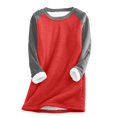 thumbnail image 2 of Womens Color Block Raglan Sleeve Mid-Length Sweatshirt, Soft Plush Fleece Lined Pullover without Hood,Casual Long Sleeve Streetwear Top for Fall Winter,Comfortable Plus Size Loungewear Watermelon Red, 2 of 5