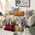 thumbnail image 5 of Sm:)e Set of 4 Fall Pillow Covers 18x18 Inch - Autumn Decorative Throw Pillowcases with Pumpkins Chinoiserie Grandmillennial, 5 of 7