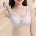 thumbnail image 5 of Women Plus Size Wireless Bra, Front Closure, Fixed Cups, Gathered Support, Seamless Beauty Back Comfort Daily Underwear Purple-A XL(XL), 5 of 6
