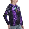 thumbnail image 6 of Balery Purple Plant White Tiger Pattern Womens Long Sleeve Hoodie, Pullover Hooded Sweatshirt, Kangaroo Pocket Hoodie with Eye-catching Drawstrings-Medium, 6 of 7