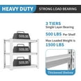 thumbnail image 4 of 31.5" H Metal Storage Shelving, 1500LBS Heavy Duty Shelves Unit, Adjustable 3 Tier Storage Rack, Industrial Utility Shelf for Garage, Warehouse, Bedroom, Kitchen,18" D×34“W×31.5”H, White, 4 of 13