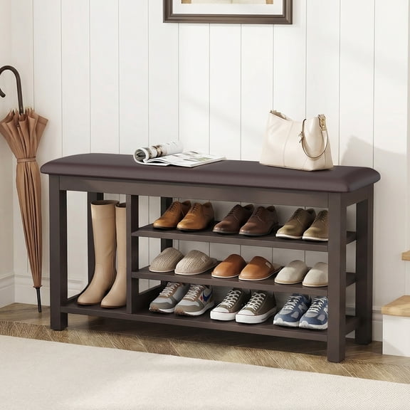 LVUYOYO Shoe Storage Bench with Rack, Entryway Shoe Bench with Storage, Wooden Shoe Rack Bench for Entryway, Hallway or Bedroom