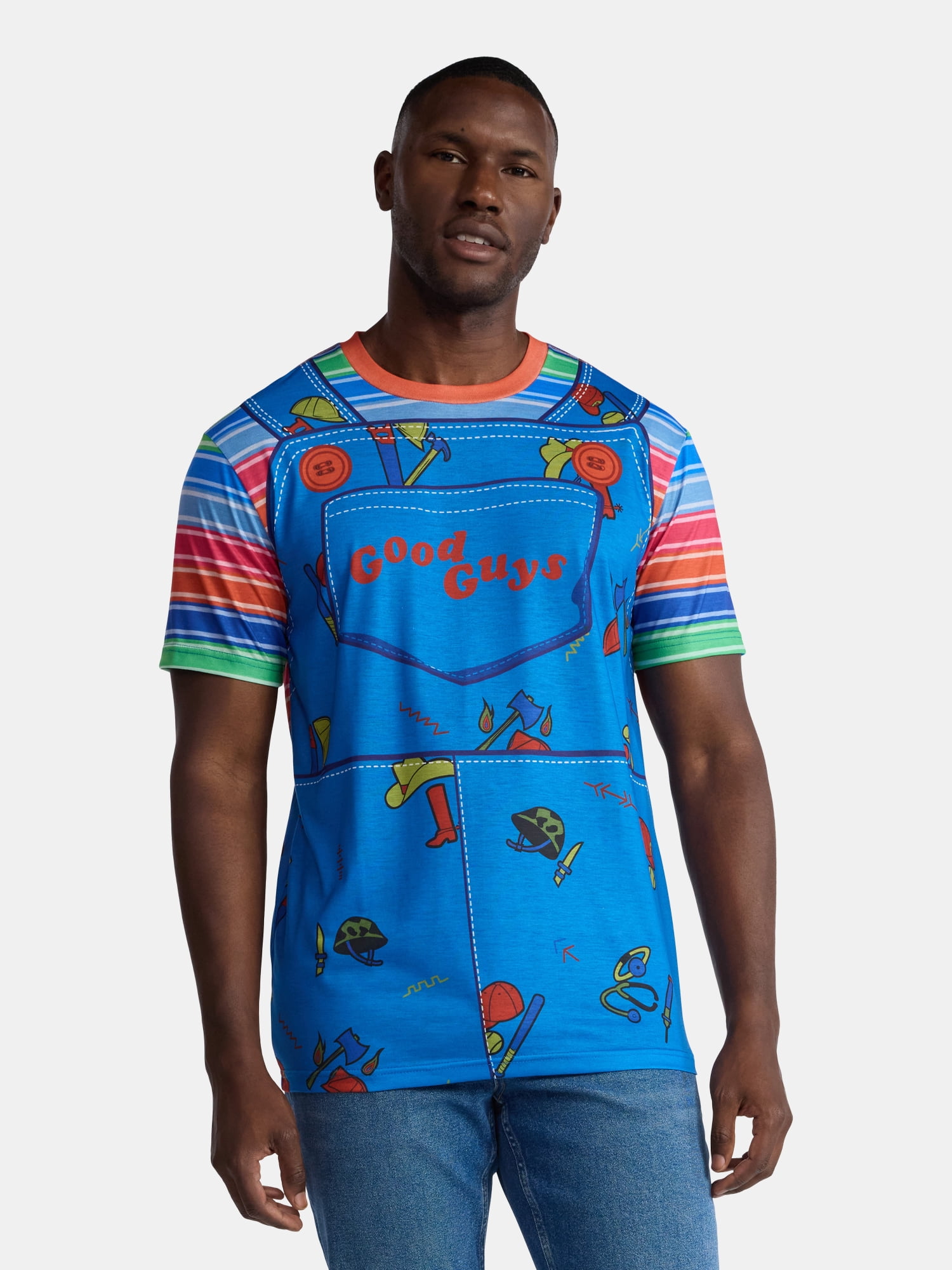 Chucky, Men's & Big Men's Graphic Halloween Cosplay T-Shirt and Matching Character Beanie, Sizes XS-3XL