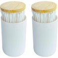 thumbnail image 1 of Porte-coton-Tige avec Housse en Bambou et Fonction Push-Up, Compatible avec Q-tips, 1 of 4