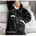 thumbnail image 4 of Manta de franela Sherpa larga para llevar puesta, cálida y de invierno, con mangas, sudadera con capucha, manta de televisión de gran tamaño, jersey, 4 of 6