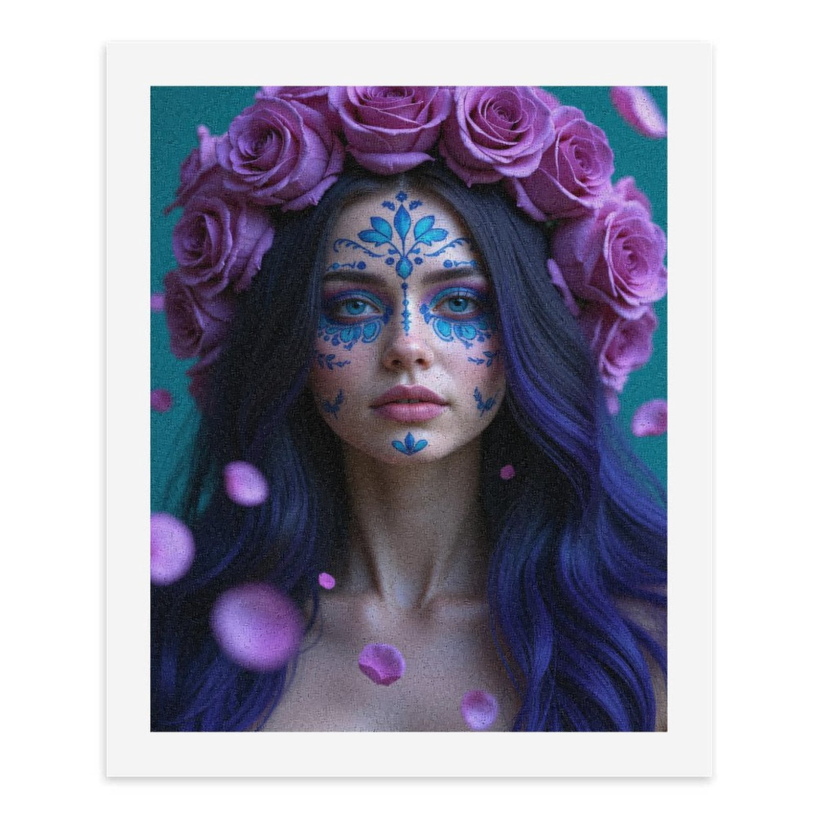 Paint By Numbers Kit for Adults Beginner - DIY Purple Roses Face Art Beauty Canvas Painting Kits for Adults, Frameless Paint By Number for Adults for Home Wall Decor 16x20 Inch