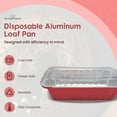 thumbnail image 2 of KitchenDance Disposable Colored Aluminum Loaf Pans with Plastic Lids - 1.5 Pounds Rectangular Aluminum Foil Baking Pan, Aluminum Pans Perfect for Baking, Cooking, Preparing Food, #1650P (Red, 500), 2 of 9