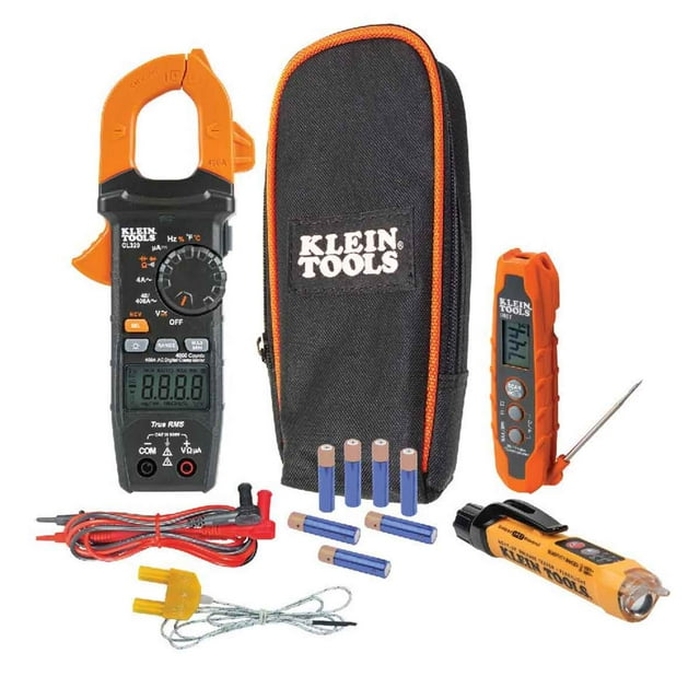 Multímetro Klein Tools Gancho + Probador Voltaje + Termómetro Infrarrojo CL320KIT