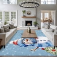 thumbnail image 3 of 5'x7' Area Rugs, Christmas Snowman Indoor Outdoor Area Rug for Living Room Bedroom, Xmas Tree Winter Snowflake Blue Washable Bathroom Rugs Kitchen Floor Carpet Mats Home Decor Aesthetic, 3 of 8