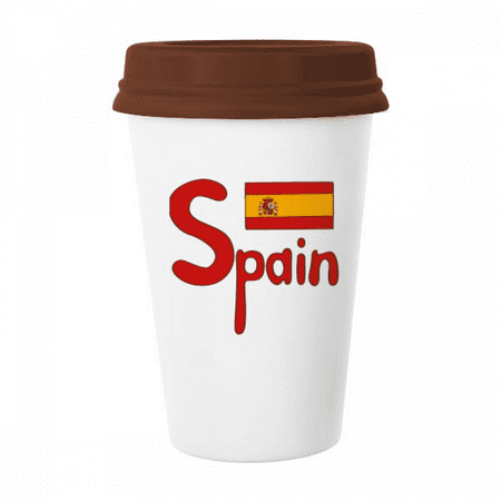 

Spain National Flag Red Pattern Mug Coffee Drinking Glass Pottery Cerac Cup Lid