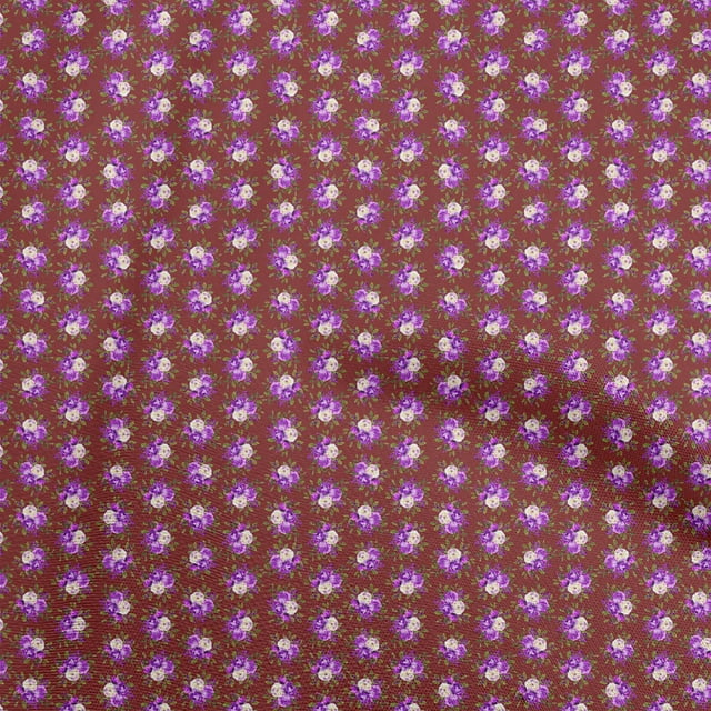 oneOone Cotton Flex Maroon Fabric Florals Fabric For Sewing Printed Craft Fabric By The Yard 40 Inch Wide