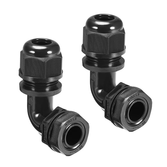 M16 Cable Gland , 90 Degree Waterproof IP68 Nylon Joint Adjustable Locknut for 4mm-7mm Dia Cable Wire , 2Pcs