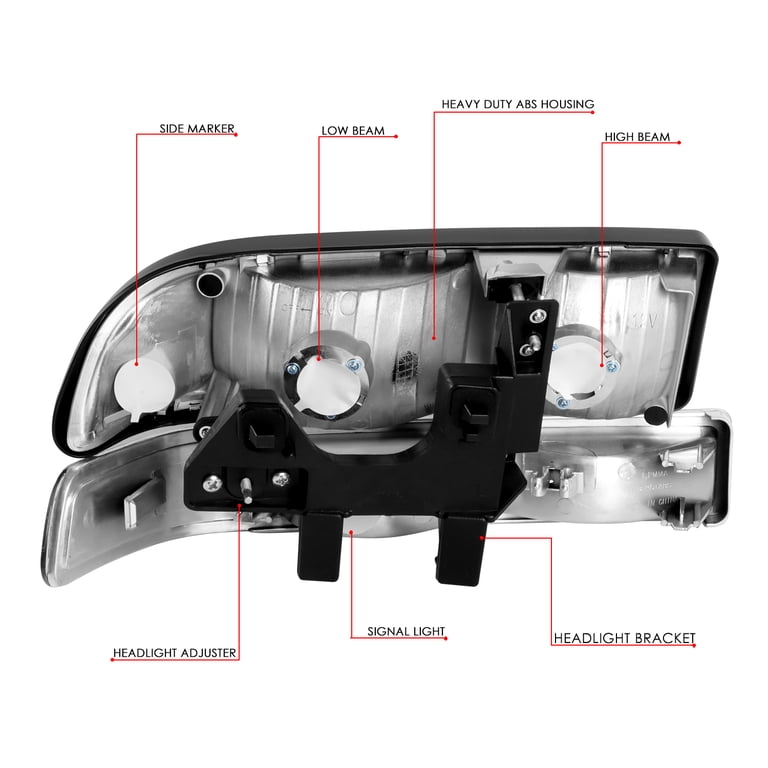 G-PLUS Chrome/Amber Corner Headlights – For 1998-2004 Chevy S10 & Blazer (Pair)