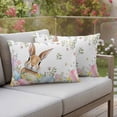 thumbnail image 4 of Easter Rabbit Pillow Covers 2 Pack Spring Floral Purple Blue Pink Green Eggs Pillowcase Waterproof Outdoor Throw Pillow Cover for Patio Balcony Rectangular Cushion 20”x12”, 4 of 9