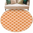thumbnail image 2 of 8ft Washable Large Round Rug, Autunm Orange Non-Slip Circle Area Rug for Living Room Dining Room, Lattice Indoor Floor Mat for Home Decor, 2 of 9