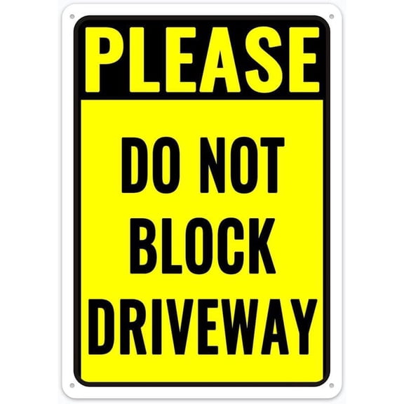 Please Do Not Block Driveway Rustic 8"x12" Metal Tin Sign - Outdoor & Home Wall Decor for Cafe, Bar & Kitchen