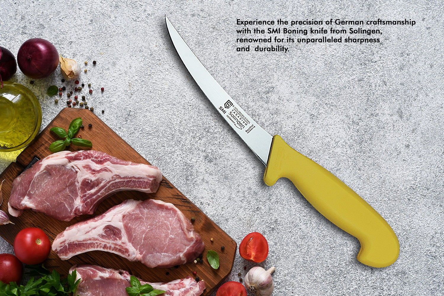 SMI 6 inch Solingen Boning Knife Curved Meat Knife Professional Flexible Sharp Kitchen Knife Solingen Knife Made in Germany