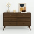 thumbnail image 3 of Prepac Milo Mid-Century 6 Drawer Wooden Dresser, 16.75" x 52.5" x 33", Cherry, 3 of 12