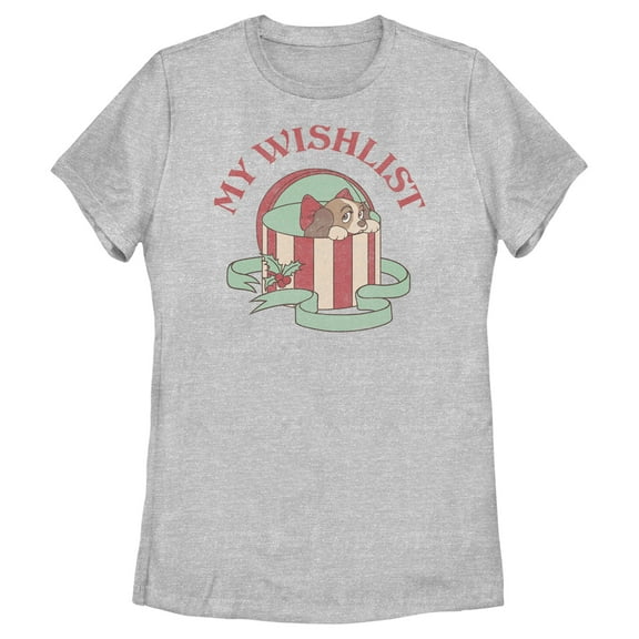 Women's Lady and the Tramp Christmas My Wishlist  Graphic Tee Athletic Heather Medium