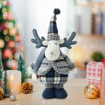 Christmas Blue Plush Reindeer Doll 12 Inch - Soft Stuffed Animal with Cute Short-Legged Standing Design, Festive Holiday Decor for Home, Car, Gift Idea B