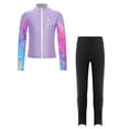 thumbnail image 3 of Miutii Kids Girls 2 Pieces Figure Skating Outfits Long Sleeve Zipper Jacket with Sparkly Pants Set Purple 10, 3 of 9