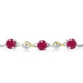 thumbnail image 2 of Gem Stone King 925 Sterling Silver and 10K Yellow Gold Round Red Ruby and White Moissanite Tennis Bracelet for Women  (1.67 Cttw, Fully Adjustable up to 9 inch), 2 of 5
