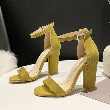 

Women s Fashion Spring And Summer Thick Heel Sandals High-Heel Suede Open Toe Note Please Buy One Or Two Sizes Larger