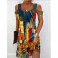 thumbnail image 1 of Robe de Soirée de Mode pour les Femmes Été Élégante Robe Imprimée Florale Décontractée Dame A-Line Robe, 1 of 7