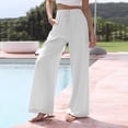 thumbnail image 2 of Pantalon bouffant femme simple printemps été coton lin pantalon décontracté pantalon femme FLhrweasw Nuevo, 2 of 7