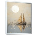 thumbnail image 2 of Designart "Minimalist Gold And Grey Fishing Boat" Boat Fishing Floater Framed Wall Art Prints, 2 of 5