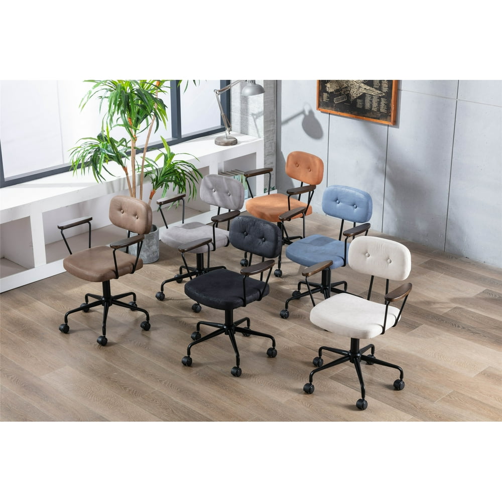 360 Degree Vanity Makeup Chair Modern Upholstered Desk Chair Executive Computer Chair Mid-Back 
