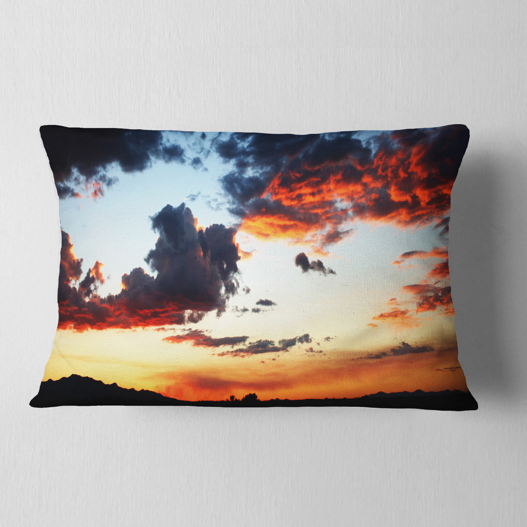 Designart 12" x 20" Blue Polyester Throw Pillow