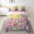 thumbnail image 2 of Manfei Pink Flowers Girl Bedding Comforter Set 7 Pieces,Spring Garden Full Bedding Set Lightweight,Abstract Oil Painting Fitted Sheet Flat Sheet,Ultra Soft Home Decor,Reversible, 2 of 8