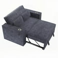thumbnail image 4 of Modern Dark Gray Corduroy 2-Seat Sofa with Cup Holders and USB - 59"x34"x33"H, 4 of 8