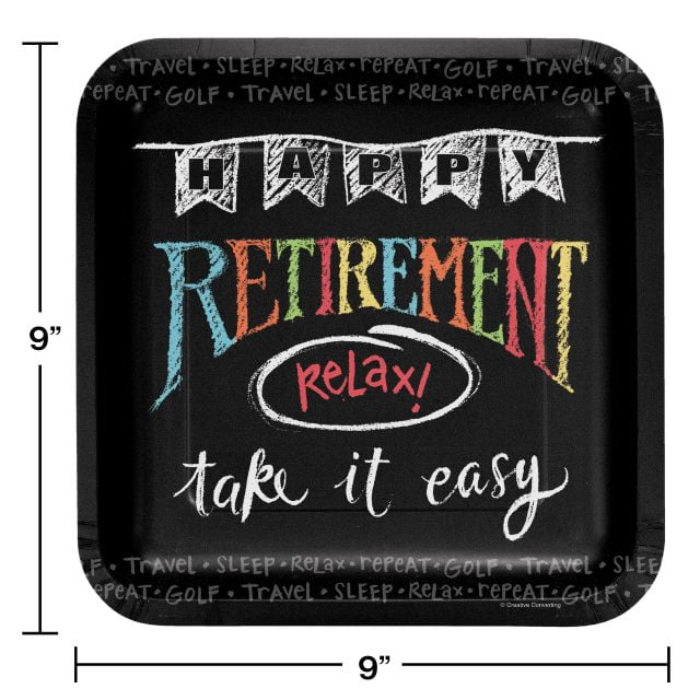 Creative Converting Retirement Chalk Paper Plates 8 Ct Walmart Com Walmart Com