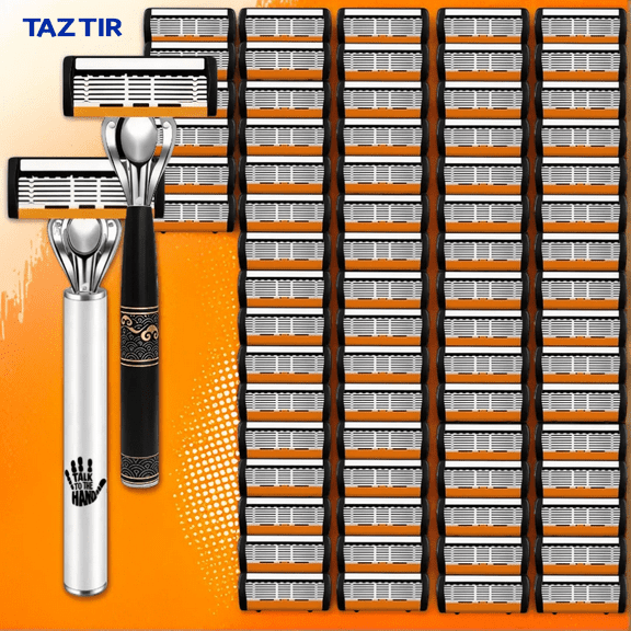 72-Blade Men’s Stainless Steel Razor Set – Ultra-Sharp Manual Shaver with Metal Handle, Smooth Clean Shaving, Easy-to-Clean Design, Includes Multiple Replacement Blades